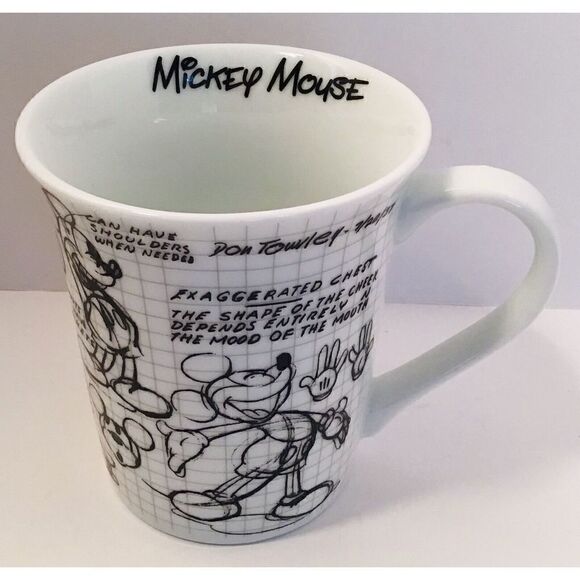 Disney Mickey Mouse Mug All Over Sketch Book Print Coffee Cup Ceramic White - Picture 10 of 10